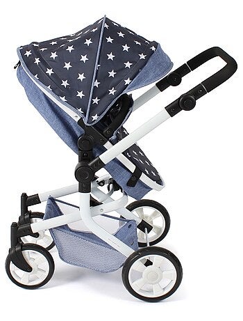 Poussette pour poupée combinée 2 en 1 Mika Bleu marine avec étoiles