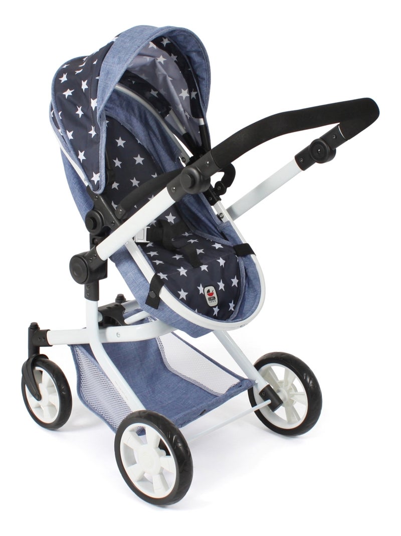 Poussette pour poupée combinée 2 en 1 Mika Bleu marine avec étoiles Bleu - Kiabi