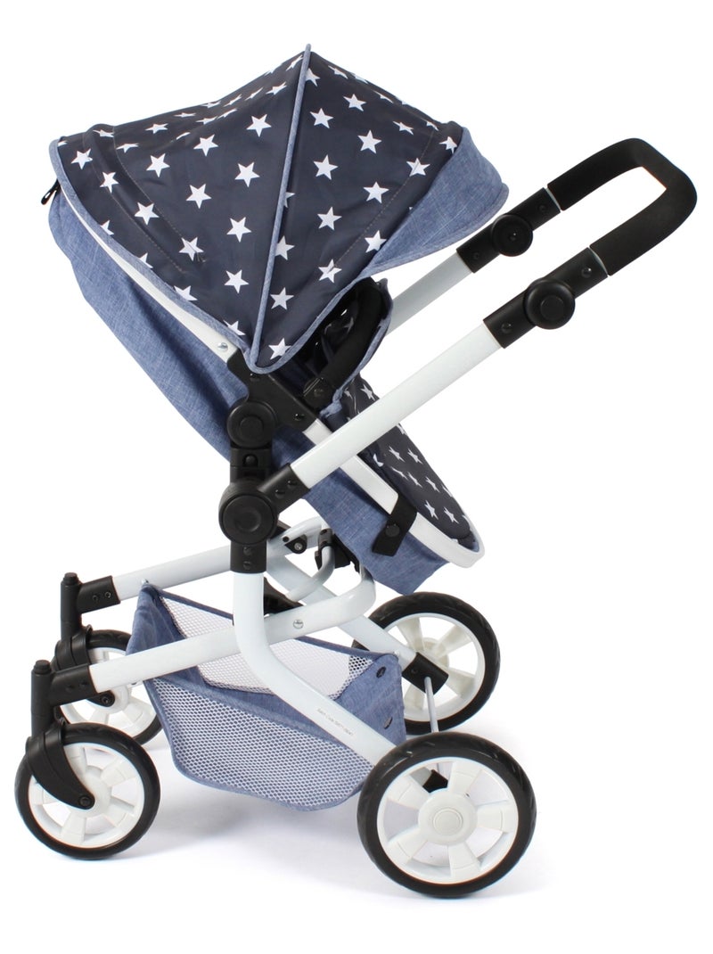 Poussette pour poupée combinée 2 en 1 Mika Bleu marine avec étoiles Bleu - Kiabi