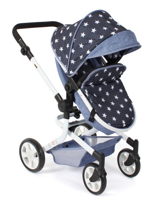 Poussette pour poupée combinée 2 en 1 Mika Bleu marine avec étoiles - Kiabi