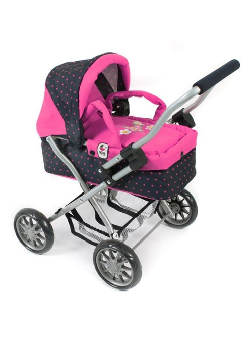 Poussette pour poupée Smarty - Rose fleuri et Marine à pois - Kiabi