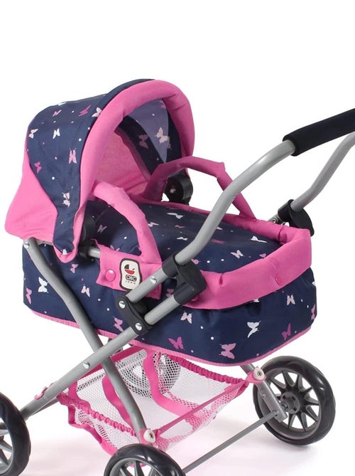 Poussette pour poupée SMARTY Bleu Rose Papillons - Kiabi