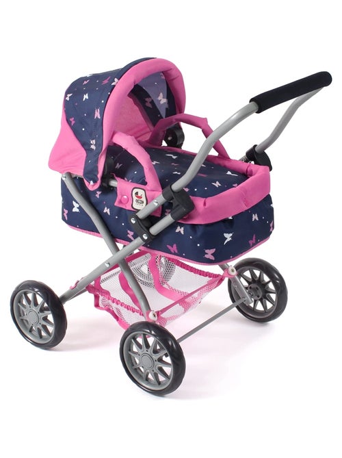 Poussette pour poupée SMARTY Bleu Rose Papillons - Kiabi