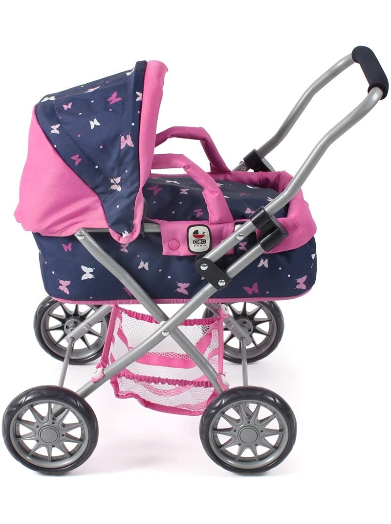 Poussette pour poupée SMARTY Bleu Rose Papillons Rose - Kiabi