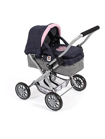 Poussette pour poupée SMARTY mélange gris bleu marine