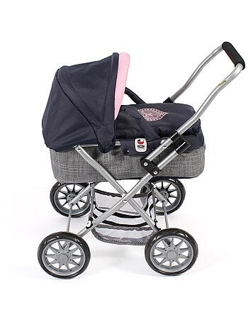 Poussette pour poupée SMARTY mélange gris bleu marine