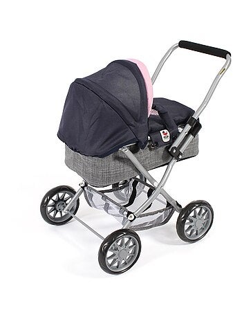 Poussette pour poupée SMARTY mélange gris bleu marine