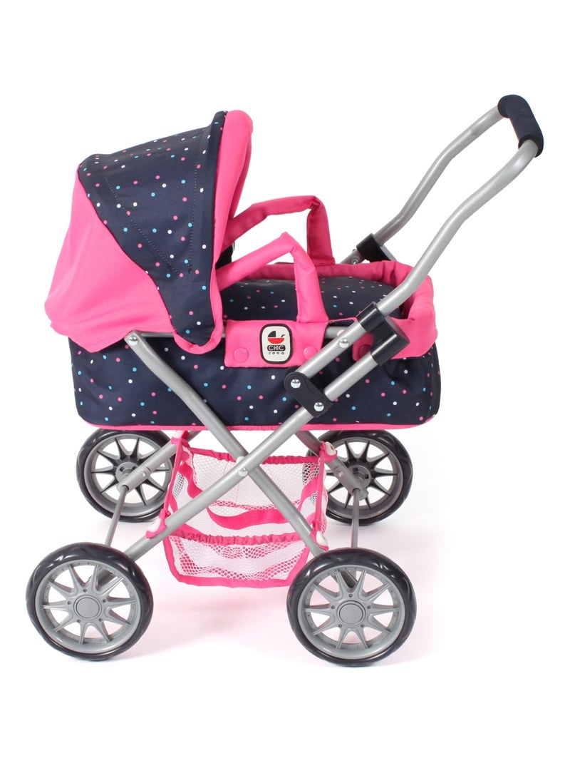 Poussette pour poupée SMARTY Rose bleu marine avec pois Rose - Kiabi
