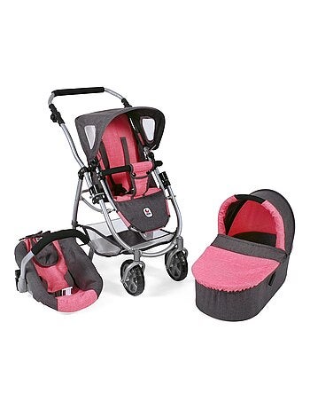 Poussette pour poupées, 3 en 1 EMOTION - anthracite-rose