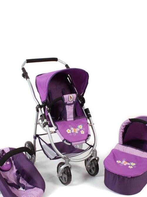 Poussette pour poupées, 3 en 1 EMOTION - Purple Checker - Kiabi