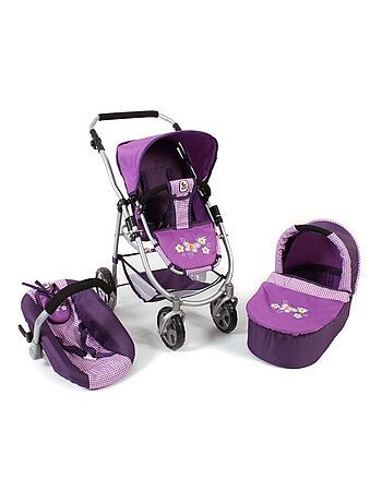 Poussette pour poupées, 3 en 1 EMOTION - Purple Checker