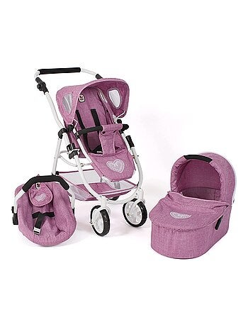 Poussette pour poupées 3 en 1 EMOTION jean rose