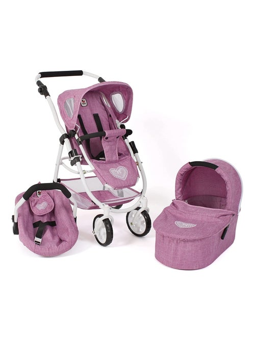 Poussette pour poupées 3 en 1 EMOTION jean rose - Kiabi
