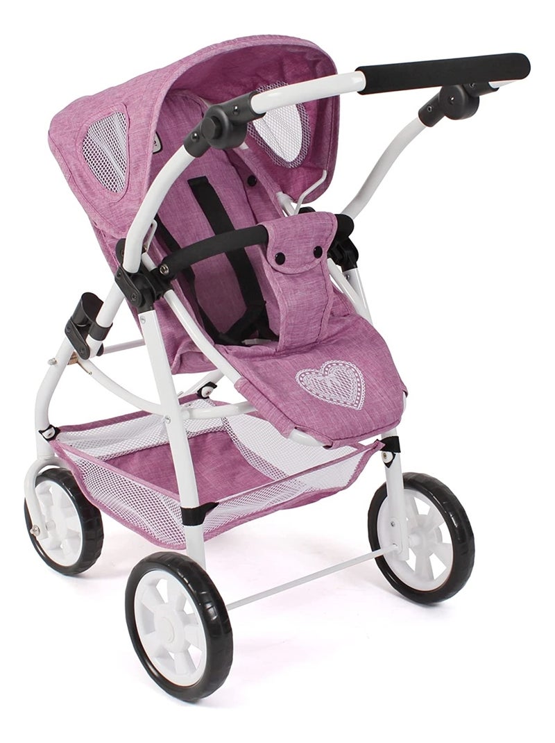 Poussette pour poupées 3 en 1 EMOTION jean rose Rose - Kiabi