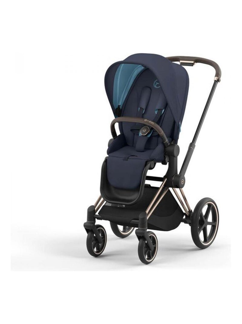 Poussette PRIAM 4 châssis Rose Gold habillage Nautical Blue Bleu - Kiabi