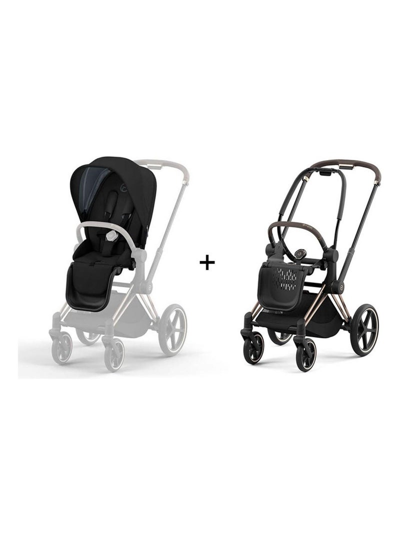 Poussette PRIAM 4 châssis Rose Gold siège Deep black Noir - Kiabi