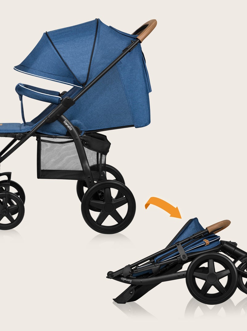 Poussette tout terrain LIONELO Annet Plus - Amortisseurs - Grandes roues - Accessoires Bleu Noir - Kiabi