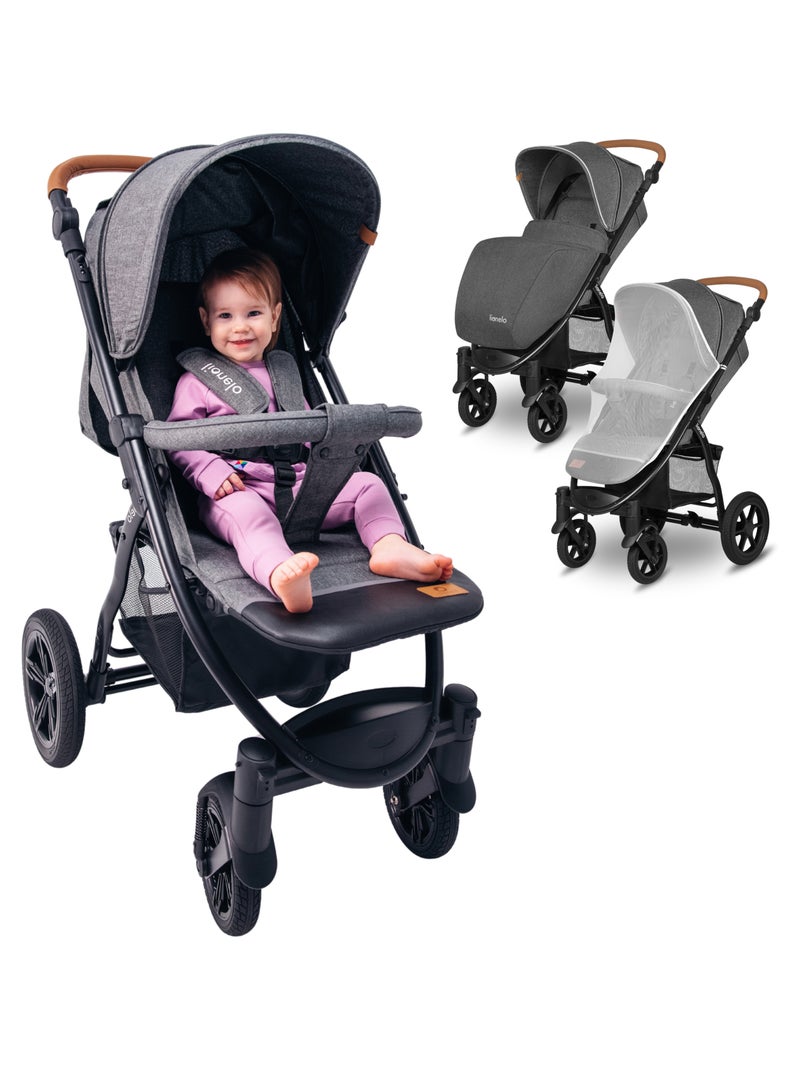 Poussette tout terrain LIONELO Annet Tour - Grandes roues gonflables - Jusqu'à 22 kg Gris Noir - Kiabi