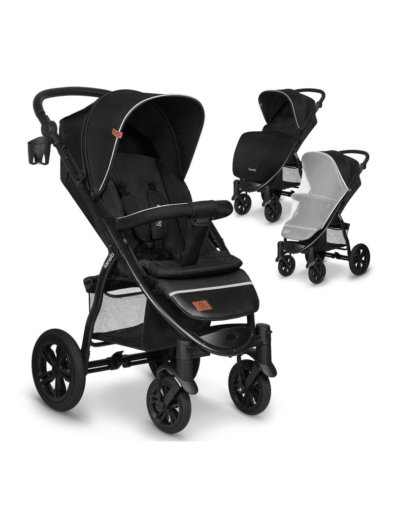 Poussette tout terrain LIONELO Annet Tour - Grandes roues gonflables - Jusqu'à 22 kg Noir - Kiabi