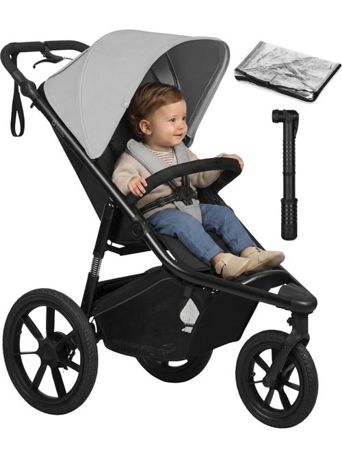 Poussette tout terrain LIONELO Azura - Sportive - Jusqu'à 22kg - Frein double - Habillage pluie - Kiabi Poussette tout terrain LIONELO Azura - Sportive - Jusqu'à 22kg - Frein double - Habillage pluie - Kiabi