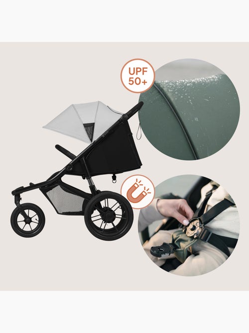 Poussette tout terrain LIONELO Azura - Sportive - Jusqu'à 22kg - Frein double - Habillage pluie - Kiabi Poussette tout terrain LIONELO Azura - Sportive - Jusqu'à 22kg - Frein double - Habillage pluie - Kiabi