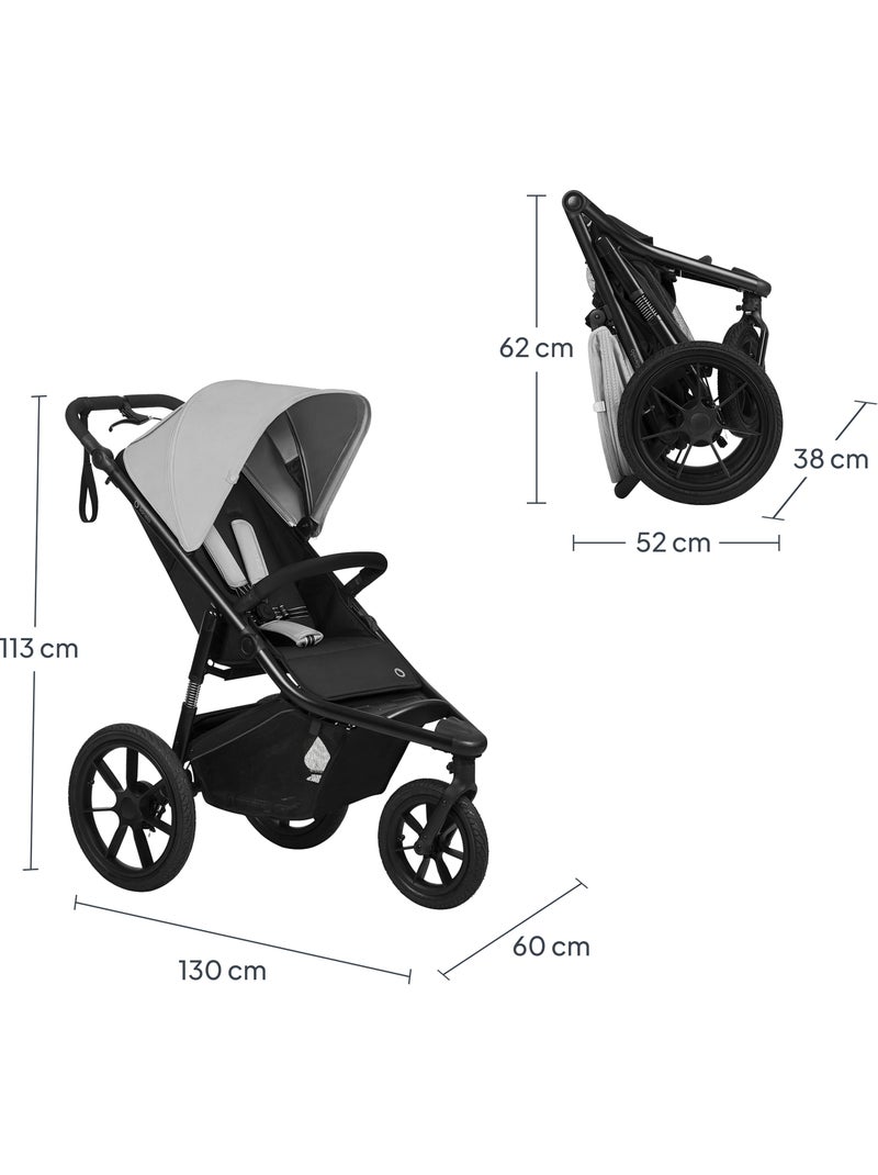Poussette tout terrain LIONELO Azura - Sportive - Jusqu'à 22kg - Frein double - Habillage pluie Gris - Kiabi