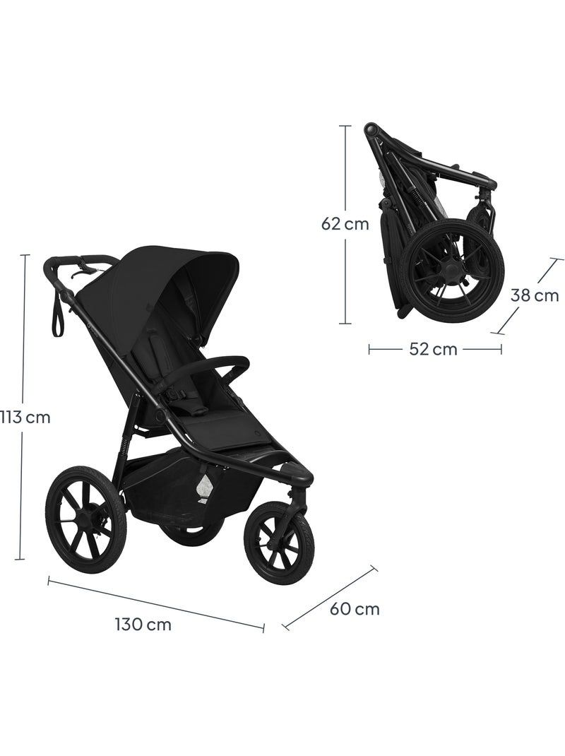 Poussette tout terrain LIONELO Azura - Sportive - Jusqu'à 22kg - Frein double - Habillage pluie Noir - Kiabi