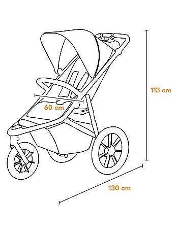 Poussette tout terrain LIONELO Azura - Sportive - Jusqu'à 22kg - Frein double - Pompe inclus