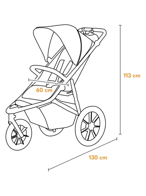 Poussette tout terrain LIONELO Azura - Sportive - Jusqu'à 22kg - Frein double - Habillage pluie - Kiabi Poussette tout terrain LIONELO Azura - Sportive - Jusqu'à 22kg - Frein double - Habillage pluie - Kiabi