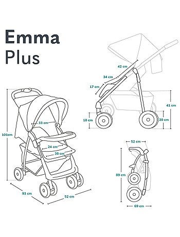 Poussette tout terrain LIONELO Emma - 6-36 mois - Sac inclus - Pliage rapide