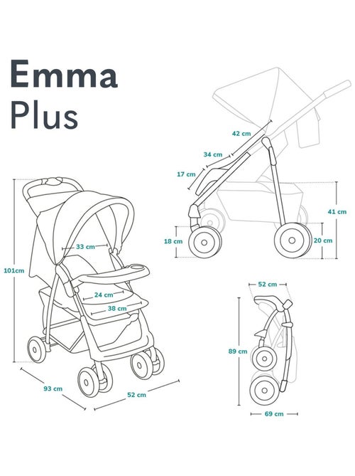 Poussette tout terrain LIONELO Emma - 6-36 mois - Sac inclus - Pliage rapide - Kiabi