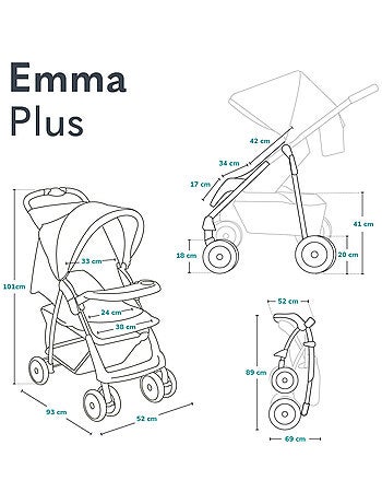 Poussette tout terrain LIONELO Emma - 6-36 mois - Sac inclus - Pliage rapide