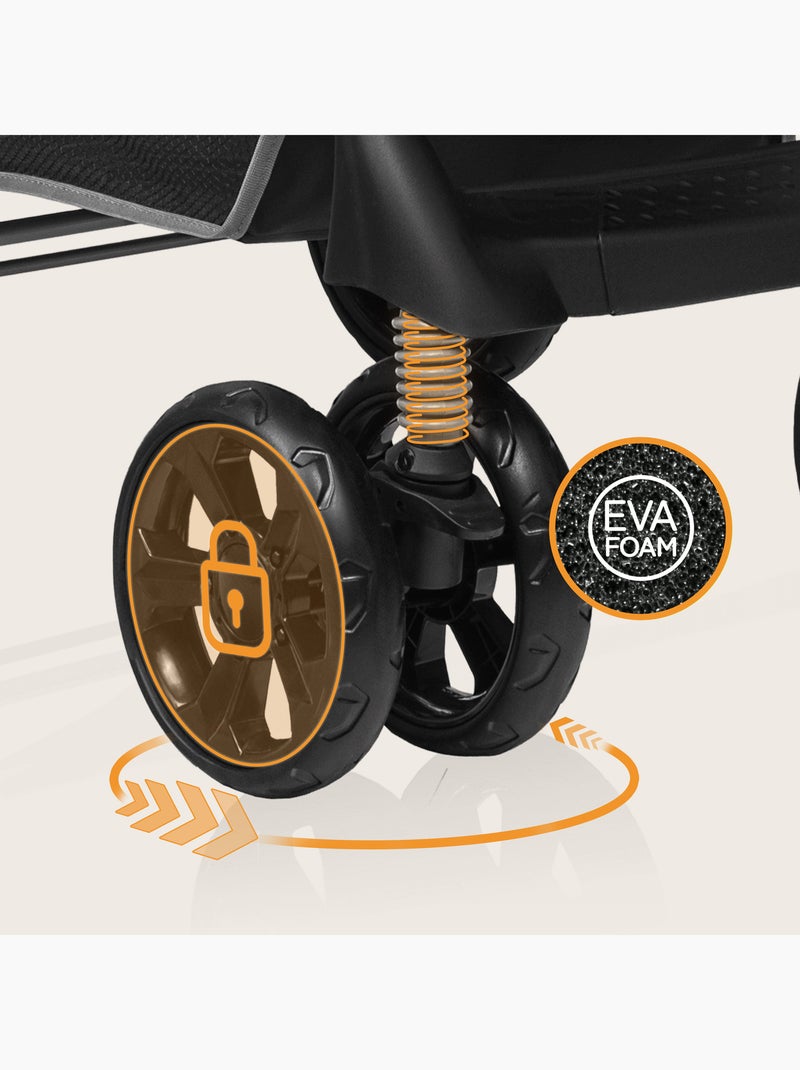 Poussette tout terrain LIONELO Emma - 6-36 mois - Sac inclus - Pliage rapide Gris foncé - Kiabi