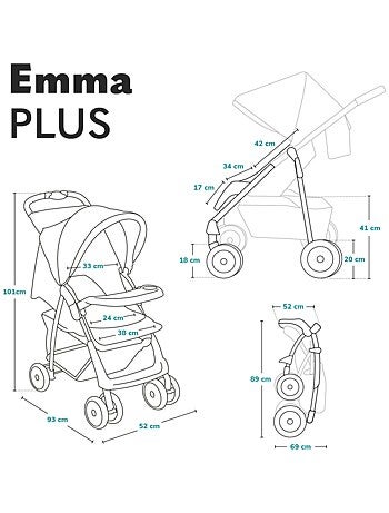 Poussette tout terrain LIONELO Emma - 6-36 mois - Sac inclus - Pliage rapide