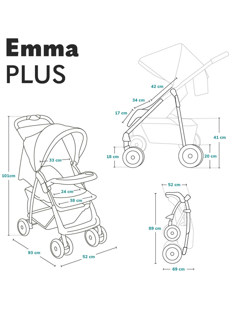 Poussette tout terrain LIONELO Emma - 6-36 mois - Sac inclus - Pliage rapide Gris Rose - Kiabi