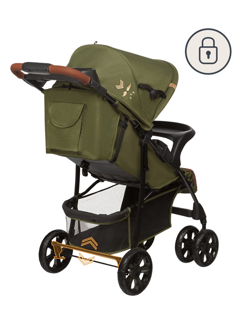 Poussette tout terrain LIONELO Emma - 6-36 mois - Sac inclus - Pliage rapide Noir Vert Noir - Kiabi