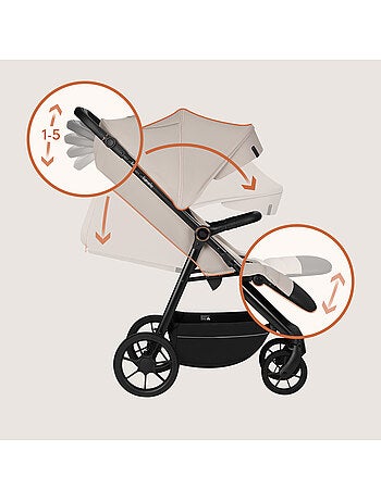 Poussette tout terrain LIONELO Iva - Matériau premium - Jusqu'à 22 kg - Grande espace