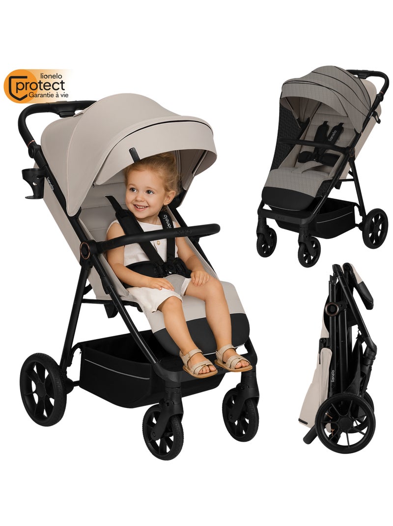 Poussette tout terrain LIONELO Iva - Matériau premium - Jusqu'à 22 kg - Grande espace Beige - Kiabi