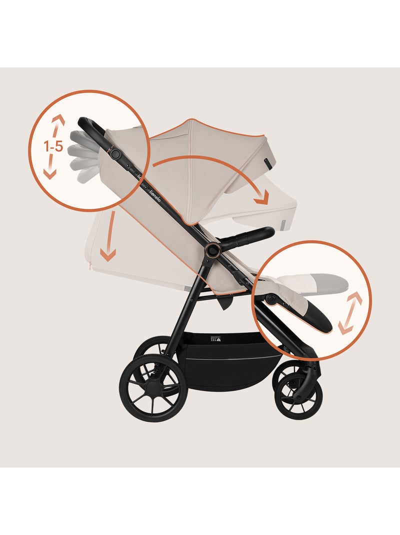 Poussette tout terrain LIONELO Iva - Matériau premium - Jusqu'à 22 kg - Grande espace Beige - Kiabi