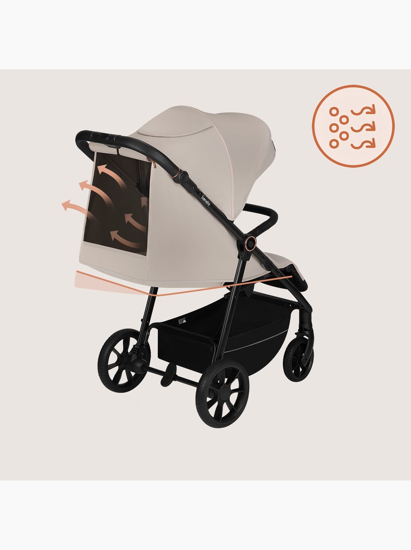 Poussette tout terrain LIONELO Iva - Matériau premium - Jusqu'à 22 kg - Grande espace Beige - Kiabi