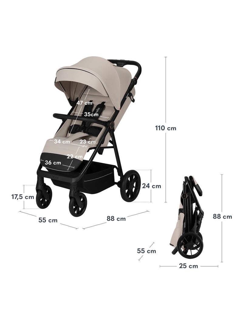 Poussette tout terrain LIONELO Iva - Matériau premium - Jusqu'à 22 kg - Grande espace Beige - Kiabi
