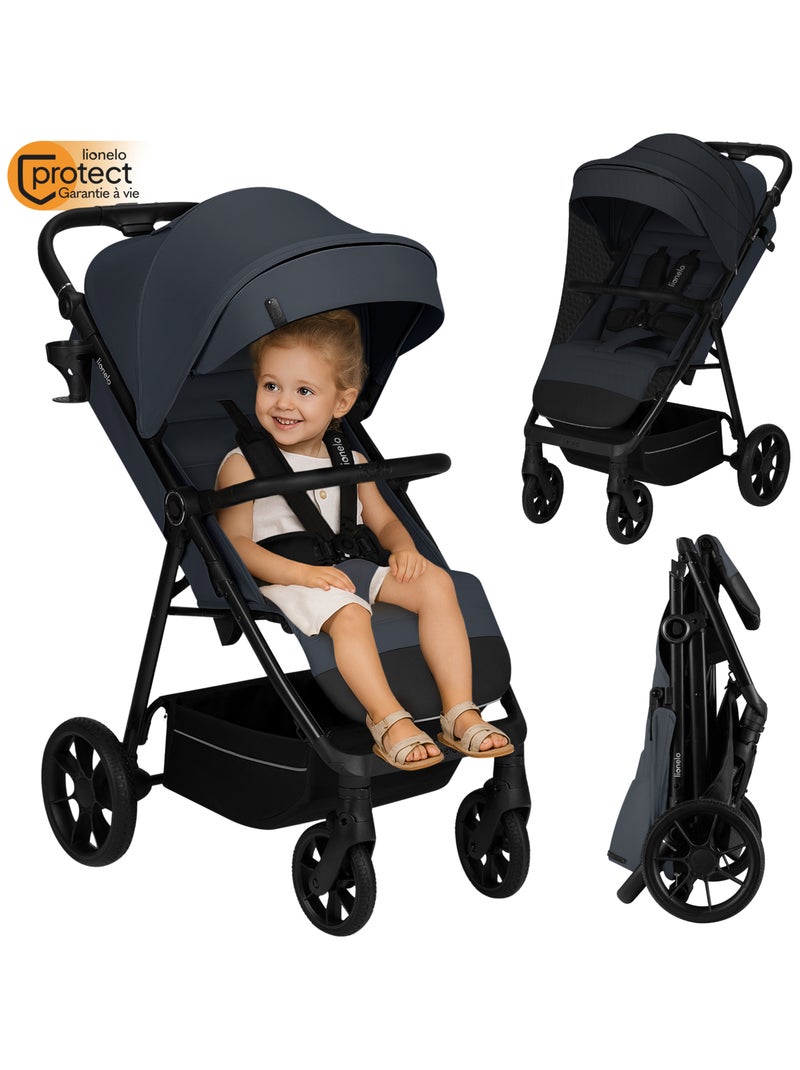 Poussette tout terrain LIONELO Iva - Matériau premium - Jusqu'à 22 kg - Grande espace Gris - Kiabi