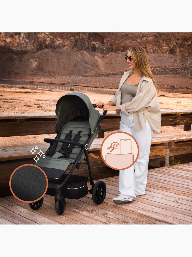 Poussette tout terrain LIONELO Iva - Matériau premium - Jusqu'à 22 kg - Grande espace Gris - Kiabi