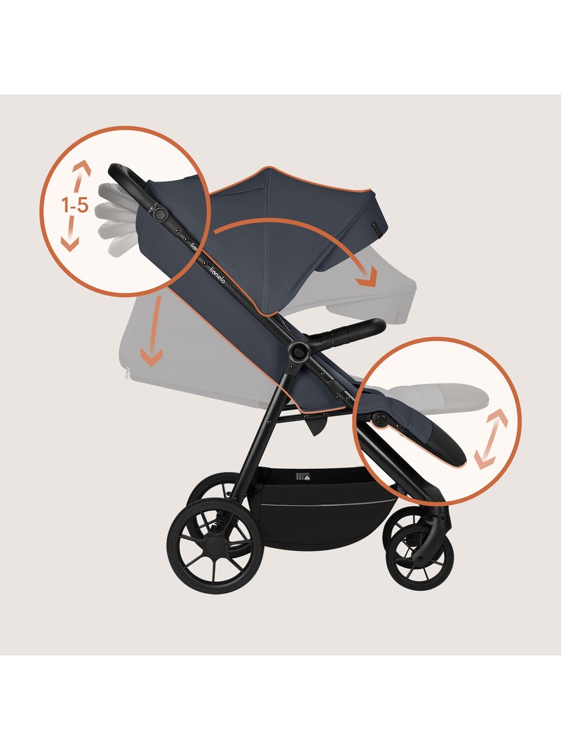 Poussette tout terrain LIONELO Iva - Matériau premium - Jusqu'à 22 kg - Grande espace Gris - Kiabi
