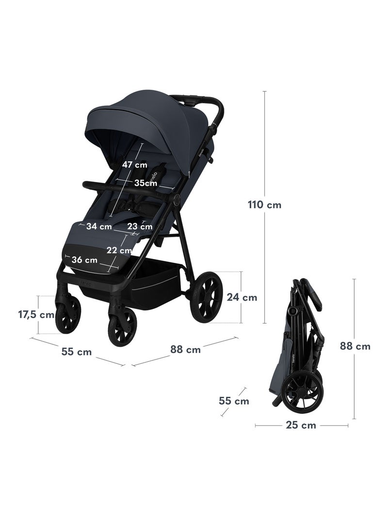 Poussette tout terrain LIONELO Iva - Matériau premium - Jusqu'à 22 kg - Grande espace Gris - Kiabi