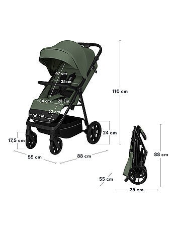 Poussette tout terrain LIONELO Iva - Matériau premium - Jusqu'à 22 kg - Grande espace