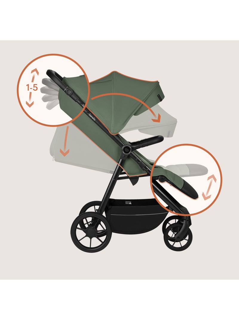 Poussette tout terrain LIONELO Iva - Matériau premium - Jusqu'à 22 kg - Grande espace Vert - Kiabi