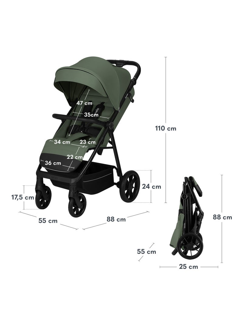 Poussette tout terrain LIONELO Iva - Matériau premium - Jusqu'à 22 kg - Grande espace Vert - Kiabi