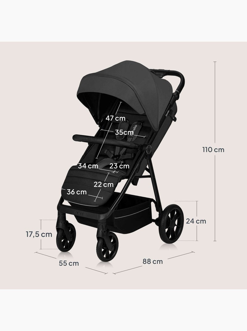 Poussette tout terrain LIONELO Mira - Jusqu'à 22 Kg - Grande surface - Grandes roues Gris - Kiabi