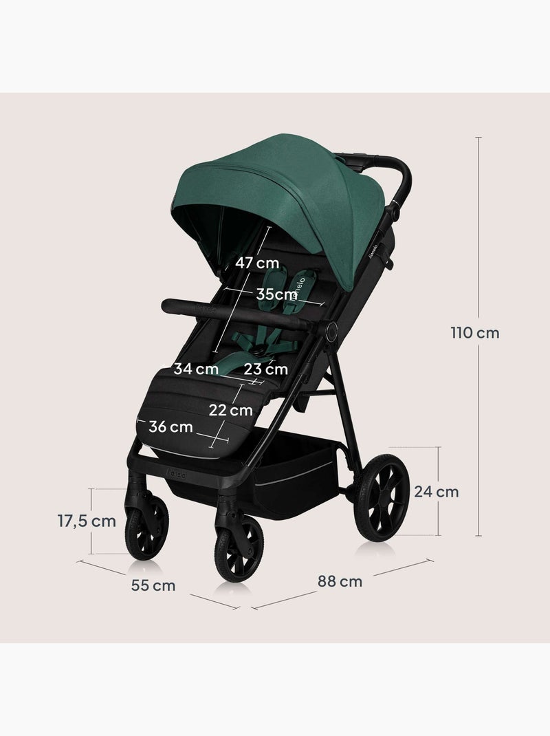Poussette tout terrain LIONELO Mira - Jusqu'à 22 Kg - Grande surface - Grandes roues Vert - Kiabi